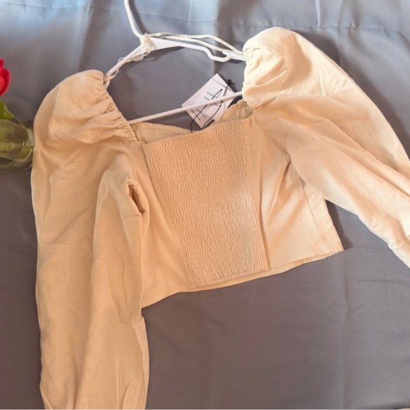 & Other Stories Cream Square-Neck Puff Sleeve Top - Picture 12 of 12